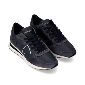 Philippe Model Women’s Trpx Low-Top Sneakers in Leather, Navy Blue 6.5